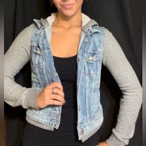 Xtra small women’s Jean jacket and hoodie combo.